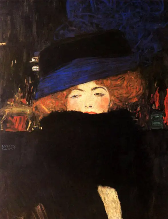 Lady with Hat and Feather Boa Gustav Klimt
